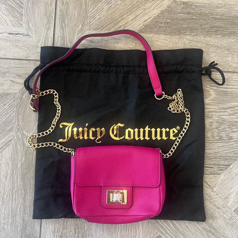 Cute and tiny Juicy Couture Hot Pink Chain Strap Crossbody Bag